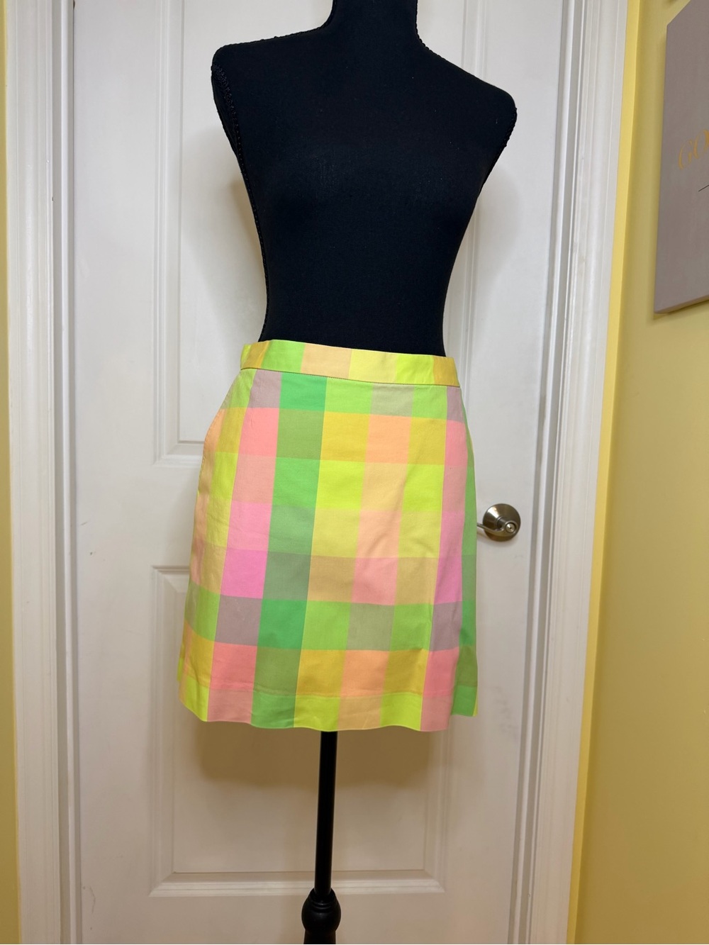 Vintage Liz Claiborne Golf Pastel Checkered A-Line skort -Yellow & Pink, size 8